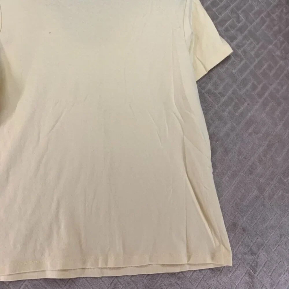 Avenue Womans 14/16 Top T Shirt Light Yellow Beaded Short Sleeve V Neck - Picture 12 of 12